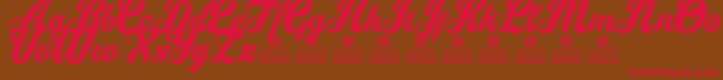 フォントLet it Be Personal Use – 赤い文字が茶色の背景にあります。