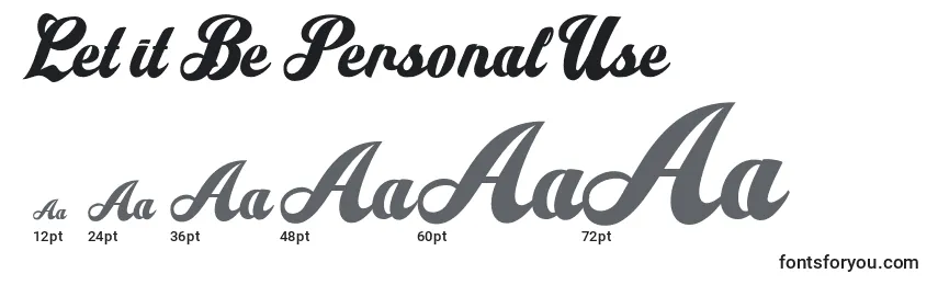 Let it Be Personal Use Font Sizes