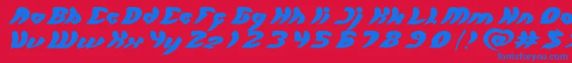 let it be-Schriftart – Blaue Schriften auf rotem Hintergrund