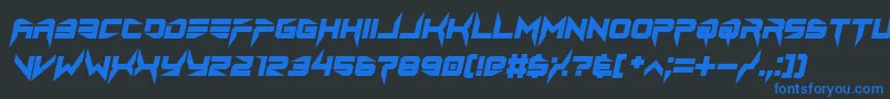 lethal injector bold italic-Schriftart – Blaue Schriften auf schwarzem Hintergrund