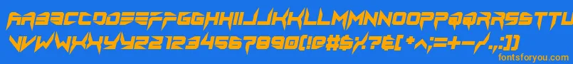 lethal injector bold italic-Schriftart – Orangefarbene Schriften auf blauem Hintergrund
