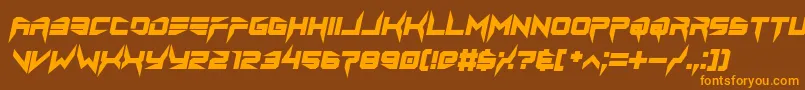 lethal injector bold italic-Schriftart – Orangefarbene Schriften auf braunem Hintergrund