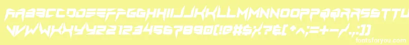 lethal injector bold italic-Schriftart – Weiße Schriften auf gelbem Hintergrund