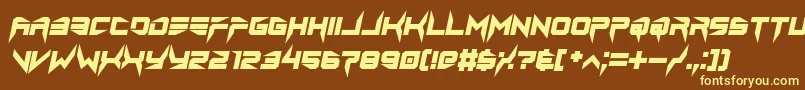 lethal injector bold italic-Schriftart – Gelbe Schriften auf braunem Hintergrund