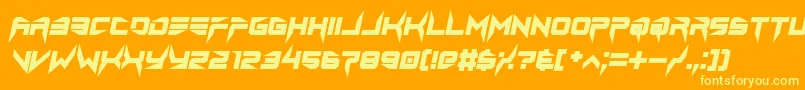 lethal injector bold italic-Schriftart – Gelbe Schriften auf orangefarbenem Hintergrund