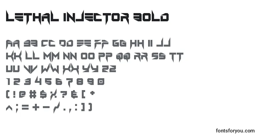 Schriftart Lethal injector bold – Alphabet, Zahlen, spezielle Symbole