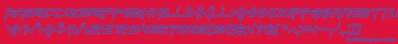 Czcionka lethal injector hollow2 italic – niebieskie czcionki na czerwonym tle