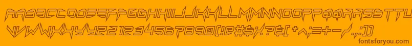 lethal injector hollow2 italic-Schriftart – Braune Schriften auf orangefarbenem Hintergrund