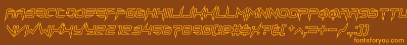 lethal injector hollow2 italic-Schriftart – Orangefarbene Schriften auf braunem Hintergrund