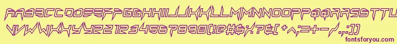 lethal injector hollow2 italic Font – Purple Fonts on Yellow Background