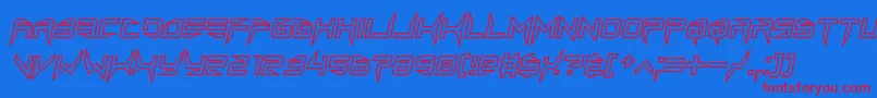 lethal injector hollow2 italic-Schriftart – Rote Schriften auf blauem Hintergrund