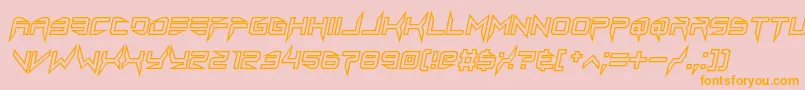 Weitere Informationen zur lethal injector hollow2 italic-Schriftart lethal injector hollow2 italic-Schriftart – Orangefarbene Schriften auf rosa Hintergrund