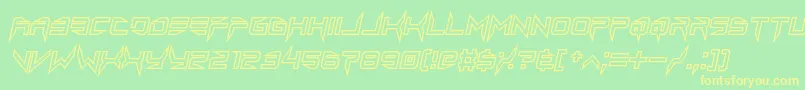 lethal injector hollow2 italic-fontti – keltaiset fontit vihreällä taustalla