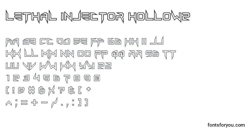 Schriftart Lethal injector hollow2 – Alphabet, Zahlen, spezielle Symbole