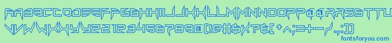 lethal injector hollow2-Schriftart – Blaue Schriften auf grünem Hintergrund