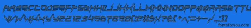 lethal injector inline italic-Schriftart – Schwarze Schriften auf blauem Hintergrund