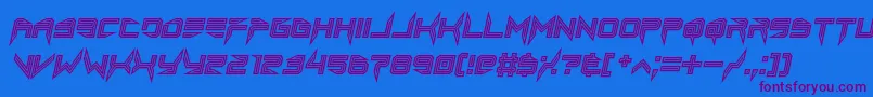 lethal injector inline italic-Schriftart – Violette Schriften auf blauem Hintergrund