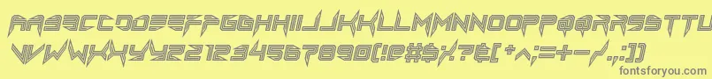 フォントlethal injector inline italic – 黄色の背景に灰色の文字