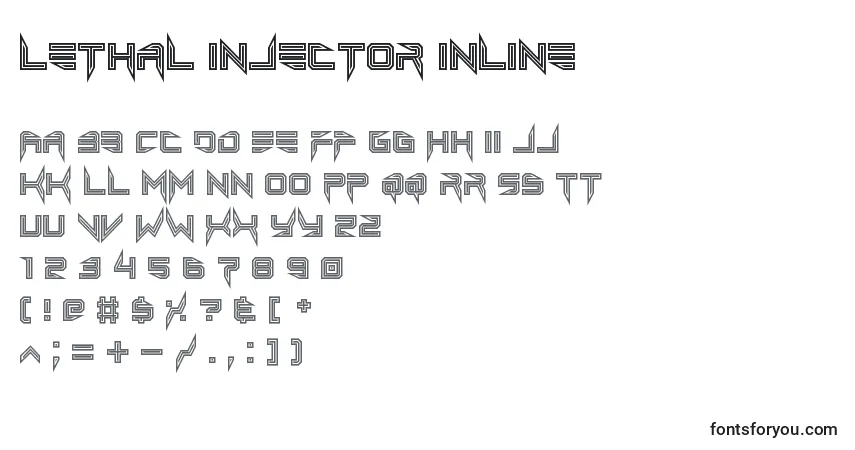 Шрифт Lethal injector inline – алфавит, цифры, специальные символы