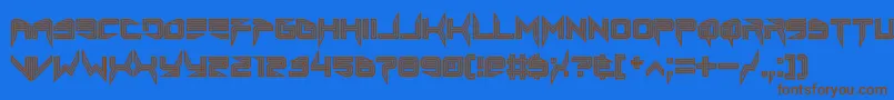 lethal injector inline-Schriftart – Braune Schriften auf blauem Hintergrund