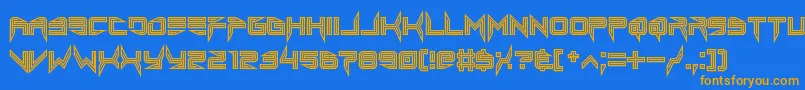 lethal injector inline-Schriftart – Orangefarbene Schriften auf blauem Hintergrund