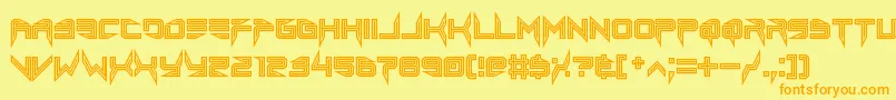lethal injector inline-Schriftart – Orangefarbene Schriften auf gelbem Hintergrund