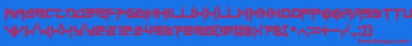 lethal injector inline-Schriftart – Rote Schriften auf blauem Hintergrund