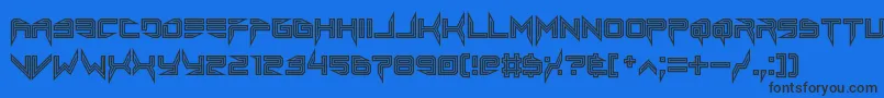 lethal injector inline-Schriftart – Schwarze Schriften auf blauem Hintergrund