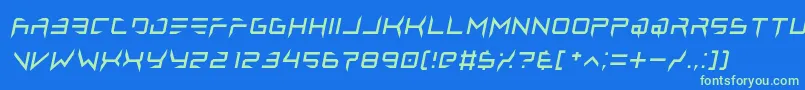 lethal injector regular italic Font – Green Fonts on Blue Background