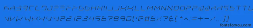 フォントlethal injector thin italic – 黒い文字の青い背景