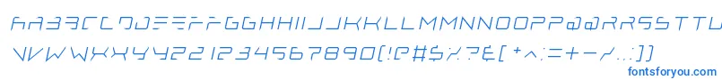 フォントlethal injector thin italic – 白い背景に青い文字