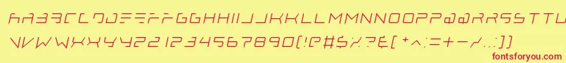 フォントlethal injector thin italic – 赤い文字の黄色い背景