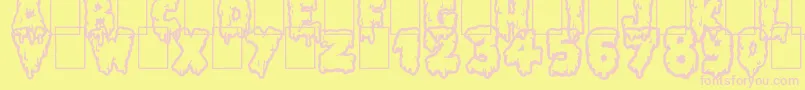 Fonte Lethal Slime – fontes rosa em um fundo amarelo