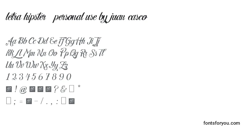Czcionka Letra hipster   personal use by juan casco – alfabet, cyfry, specjalne znaki