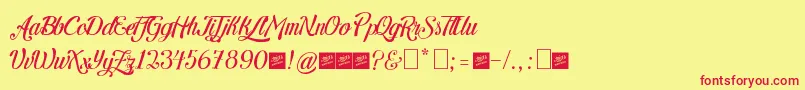 Czcionka letra hipster   personal use by juan casco – czerwone czcionki na żółtym tle