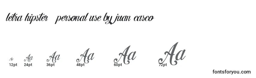 Größen der Schriftart Letra hipster   personal use by juan casco