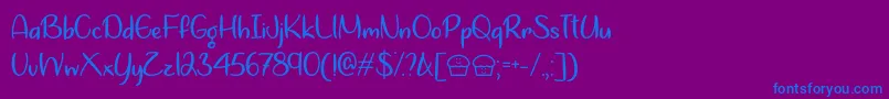 フォントLets Bake Muffins   – 紫色の背景に青い文字