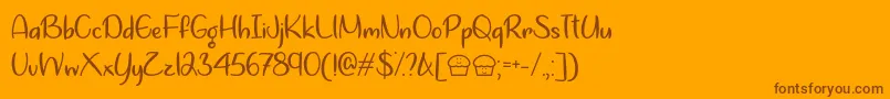 Lets Bake Muffins  -Schriftart – Braune Schriften auf orangefarbenem Hintergrund