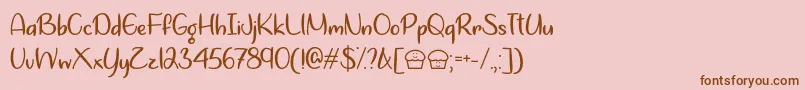 Lets Bake Muffins  -fontti – ruskeat fontit vaaleanpunaisella taustalla