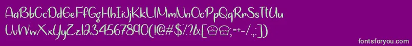 Lets Bake Muffins  -Schriftart – Grüne Schriften auf violettem Hintergrund