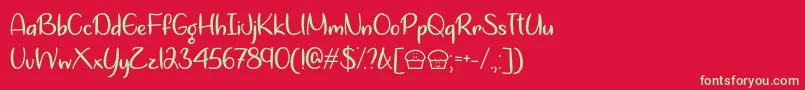 フォントLets Bake Muffins   – 赤い背景に緑の文字