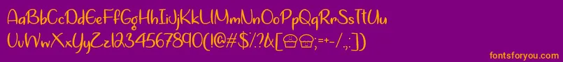 Lets Bake Muffins  -Schriftart – Orangefarbene Schriften auf violettem Hintergrund