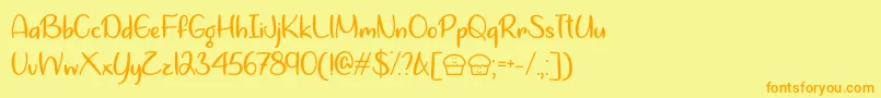 Lets Bake Muffins  -Schriftart – Orangefarbene Schriften auf gelbem Hintergrund