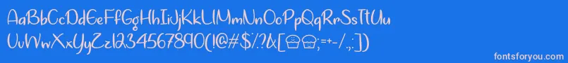 Lets Bake Muffins  -Schriftart – Rosa Schriften auf blauem Hintergrund