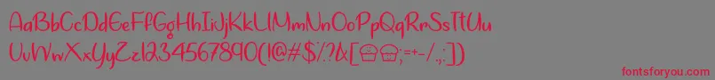 フォントLets Bake Muffins   – 赤い文字の灰色の背景