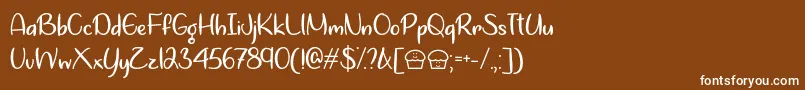 Lets Bake Muffins  -fontti – valkoiset fontit ruskealla taustalla