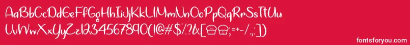 Lets Bake Muffins  -fontti – valkoiset fontit punaisella taustalla