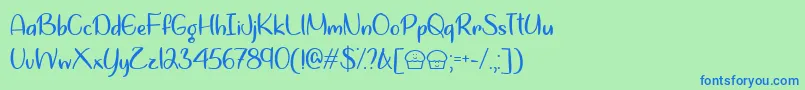 Lets Bake Muffins   Font – Blue Fonts on Green Background