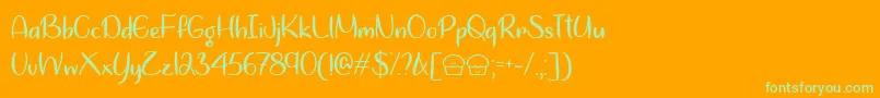 Lets Bake Muffins  -Schriftart – Grüne Schriften auf orangefarbenem Hintergrund