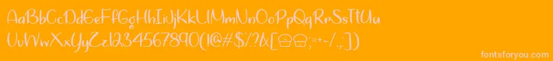 Lets Bake Muffins  -Schriftart – Rosa Schriften auf orangefarbenem Hintergrund